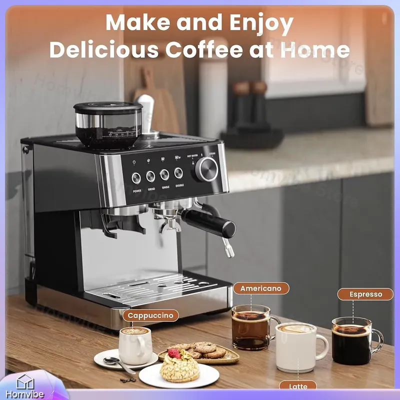 Home Bar And Coffee - 20 Bar Espressomaschine mit integriertem Mahlwerk