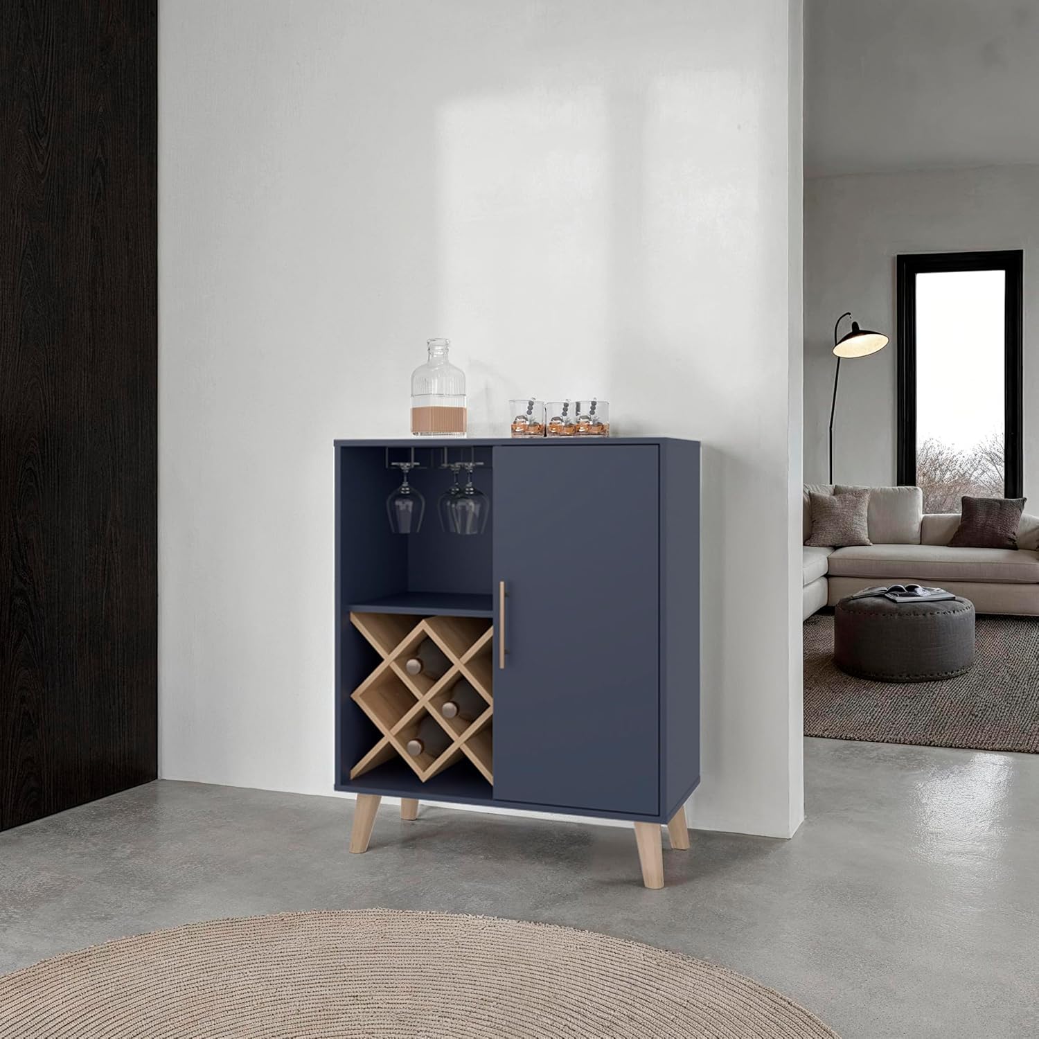 Eichenblauer Barschrank mit 4  – Home Bar Shelves Bewertung und Preis